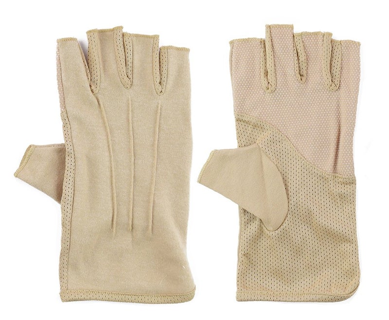JURUAA Mens Sun Screen Gloves UV Sun Gloves UPF Lightweight UV Driving Gloves Khaki - Image 1
